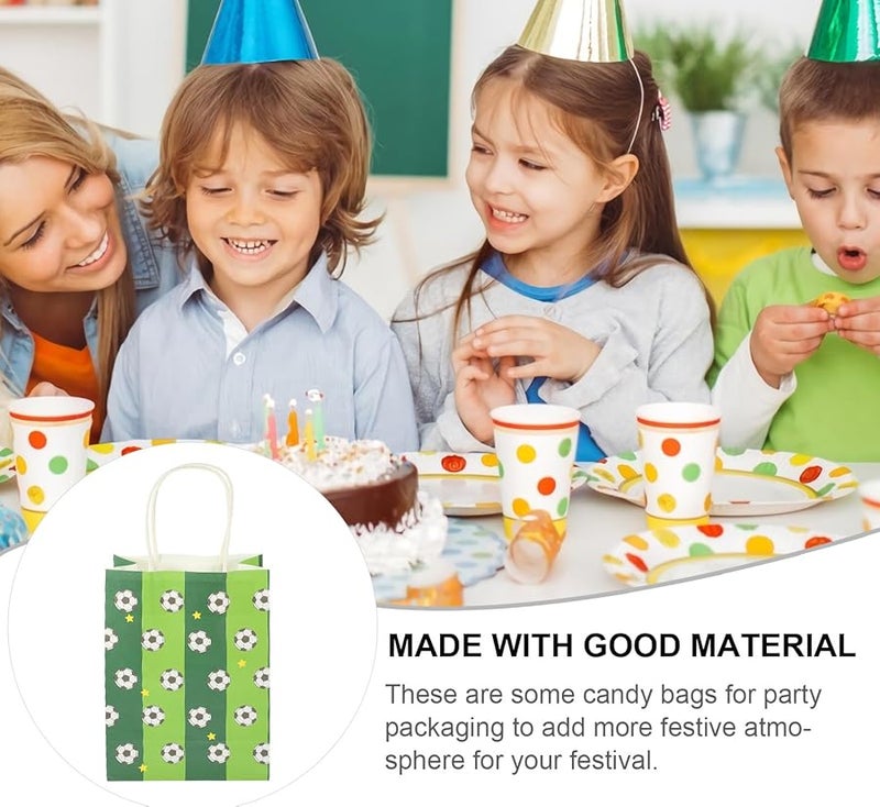 Green Checkered Soccer Theme Paper Bags 12Pcs Football Party Favor Treat Bags - Image 4